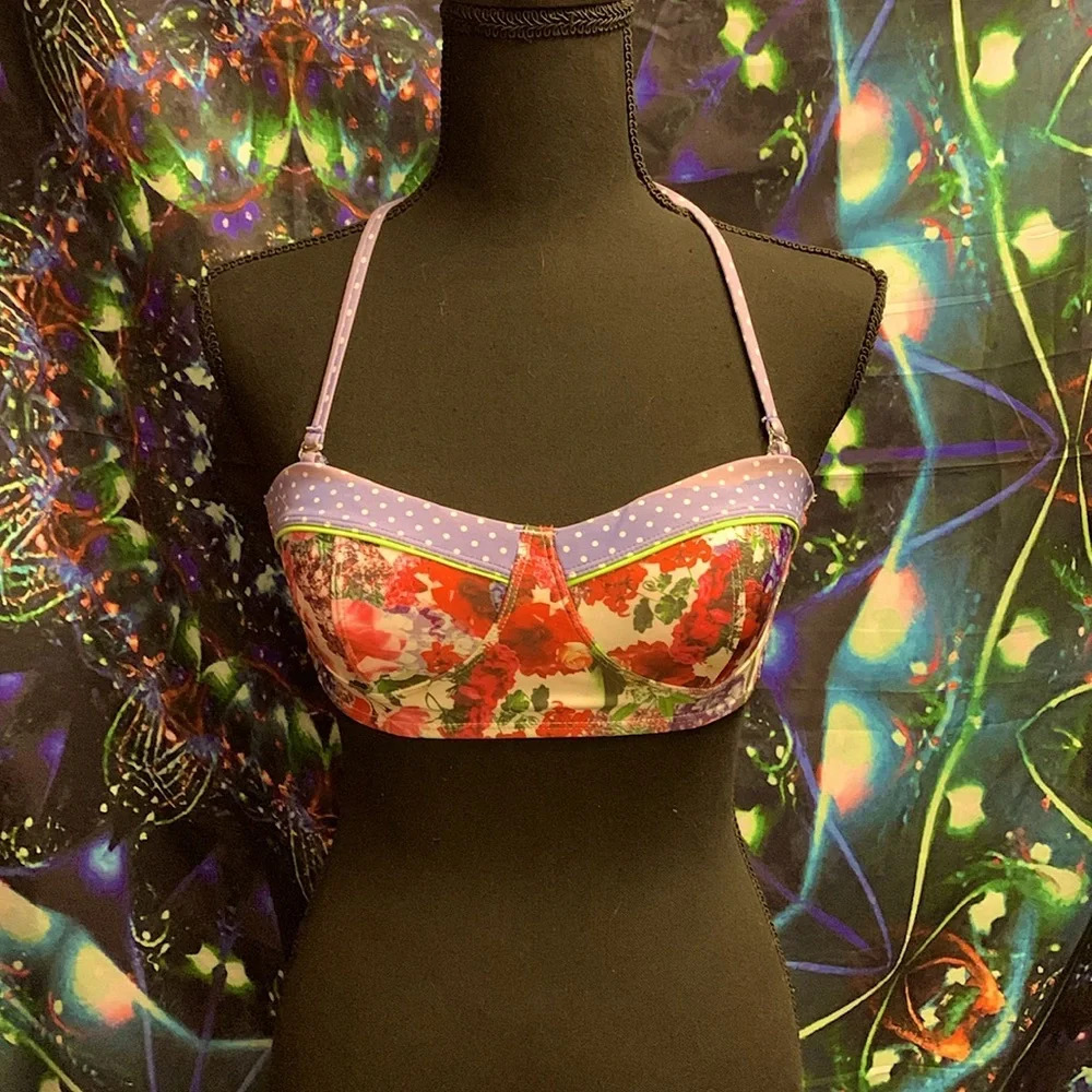 🤑Bikini top cottage core floral